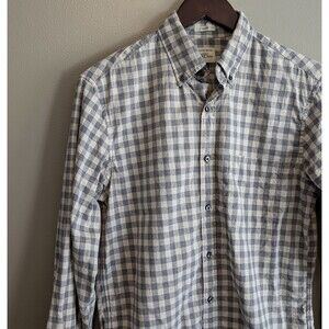 J.Crew Slim Fit Plaid Dress Shirt Mens Small S Gray Check Button Down Cotton